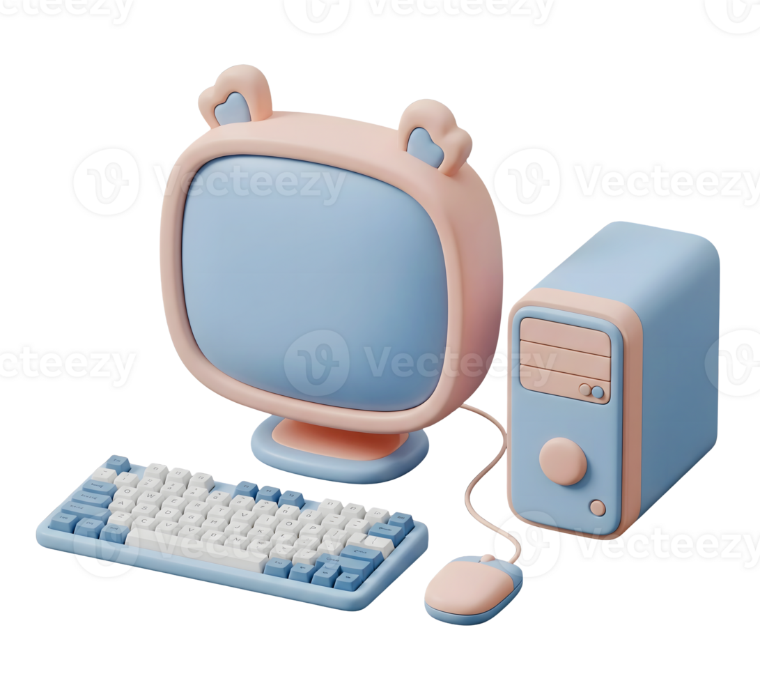 Desktop Computer minimalistisch 3d Rendern glatt Renderer png