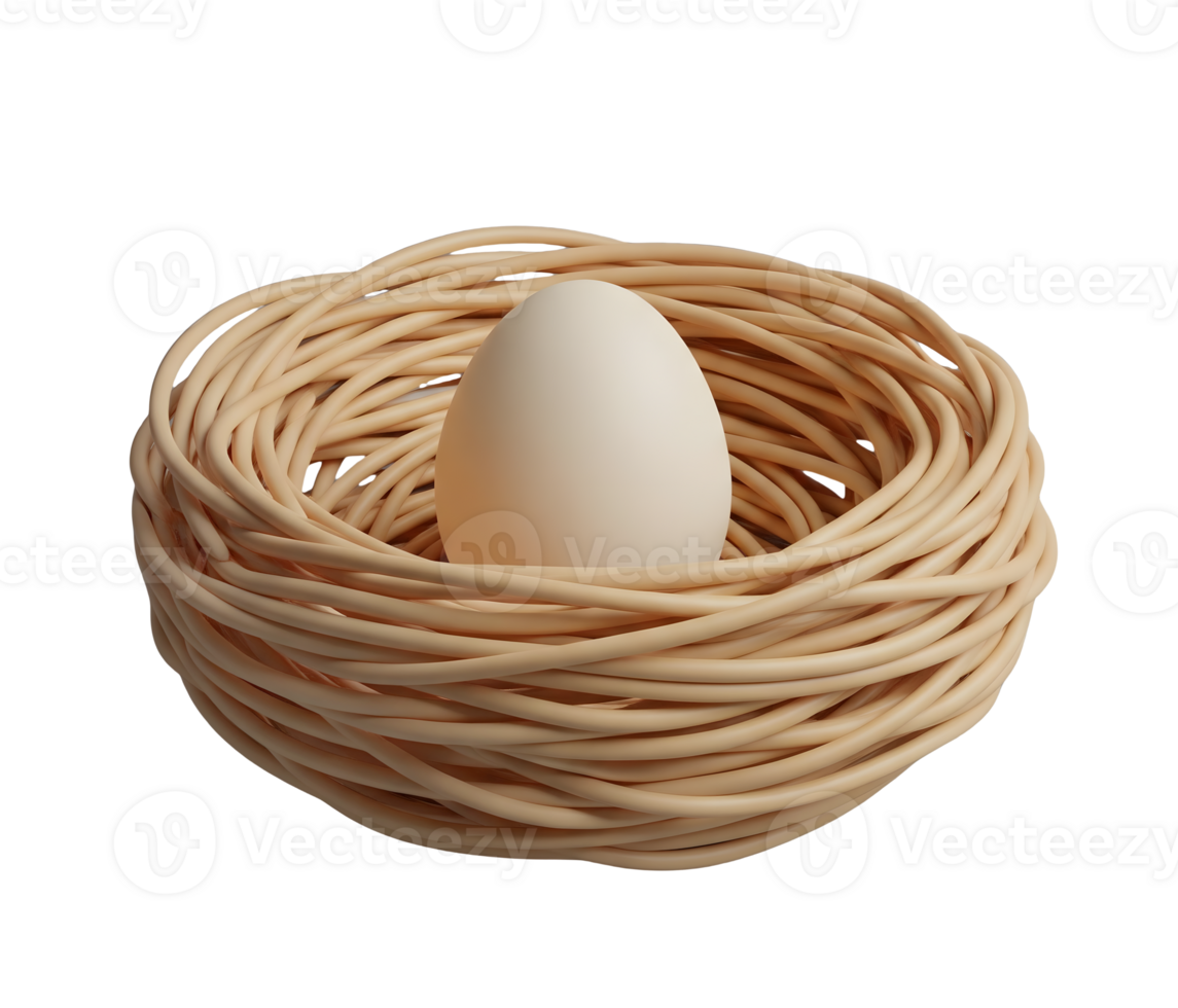 Birds Nest with Eggs Minimalist 3D Rendering in a Smooth Renderer png