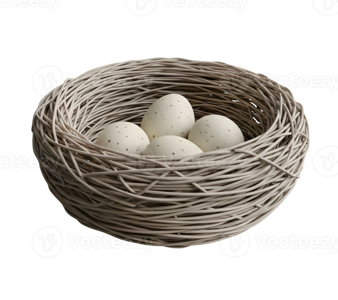 Birds Nest with Eggs Minimalist Rendering Smooth Renderer png