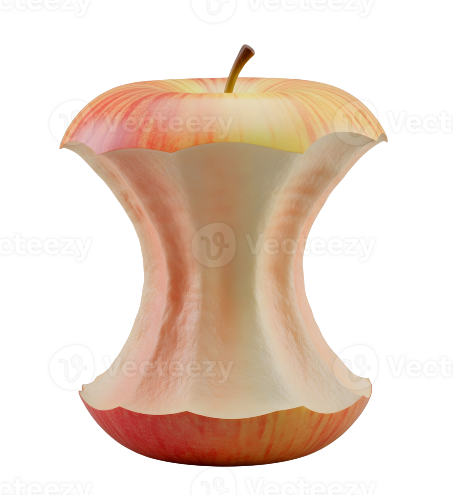 Red Apple Core with Seeds Minimalist 3D Rendering in a Soft Renderer png