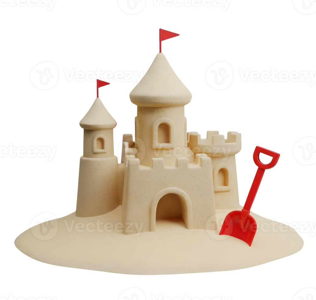 Sandcastle Minimalist 3D Rendering Soft Renderer png