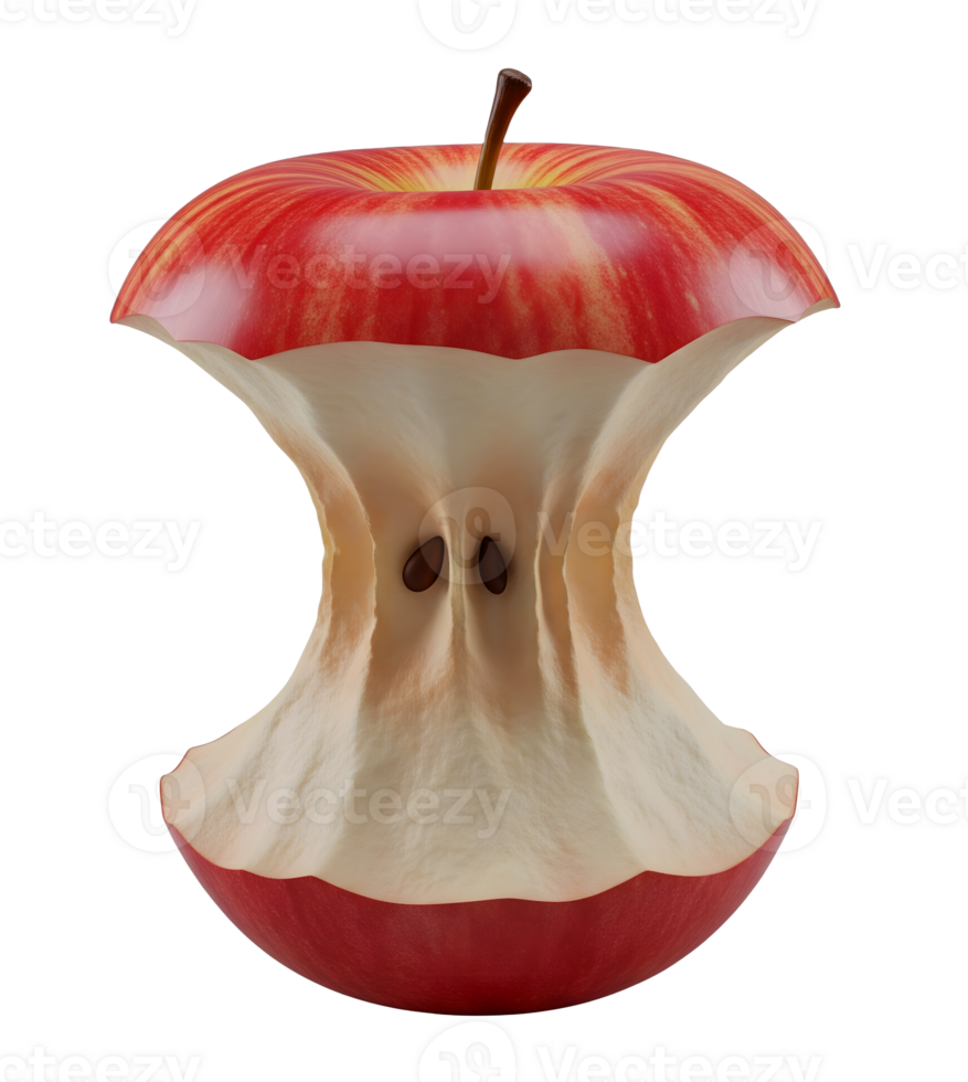 Red Apple Core with Seeds Minimalist 3D Rendering Soft And Smooth Renderer png
