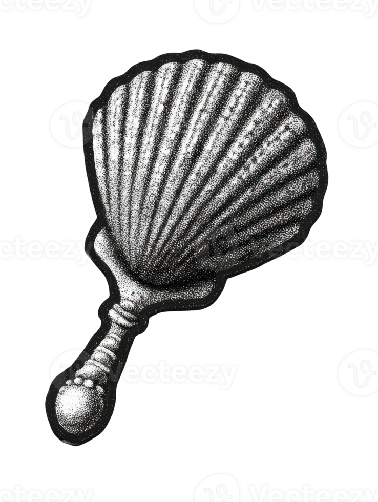 Vintage Scallop Shell Hand Fan Illustration. Retro Nautical Element Illustration Isolated On Transparent Background png