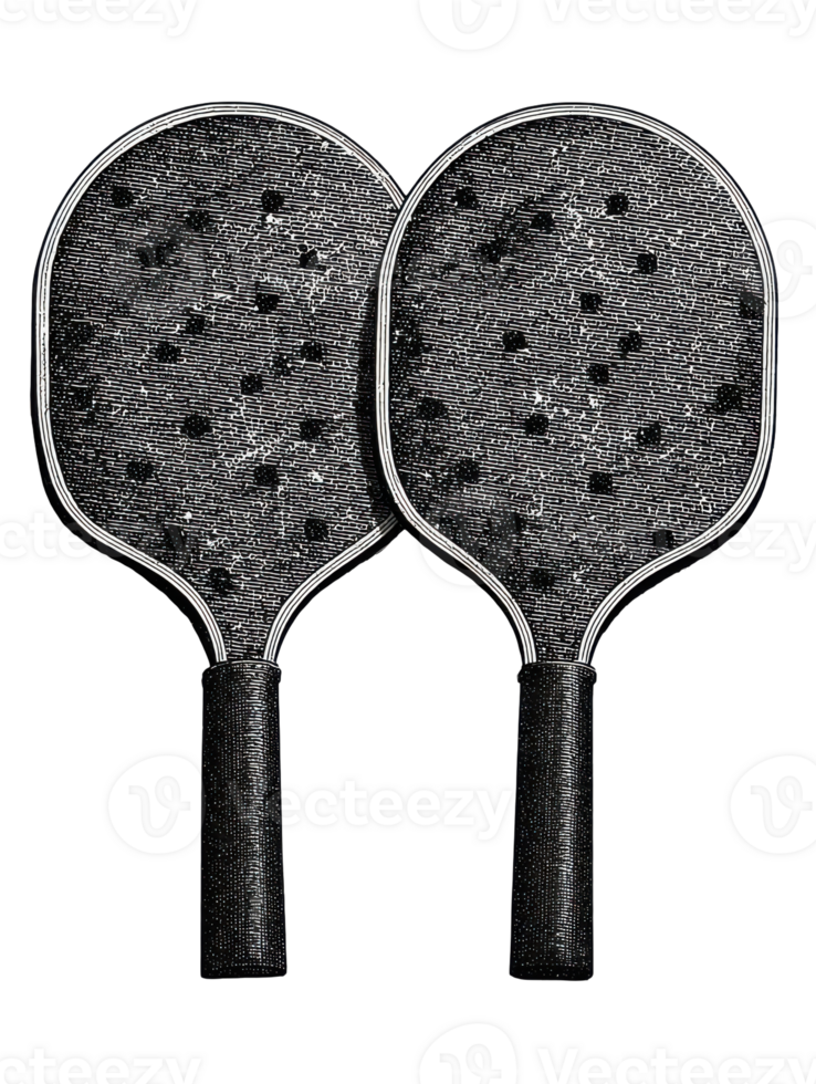 Vintage Table Tennis Paddles In Retro Engraving. Sports Equipment Illustration Isolated On Transparent Background png
