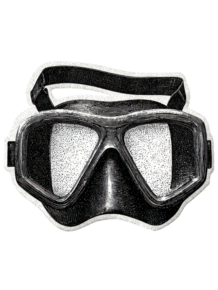 Vintage Diving Mask Illustration. Retro Engraving For Nostalgic Designs Isolated On Transparent Background png