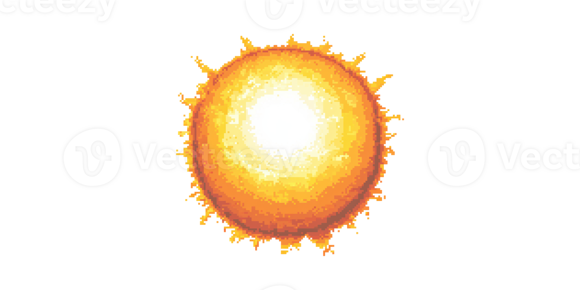 Pixel Art Sun Illustration. Bright Solar Energy And Heat Concept Isolated On Transparent Background png