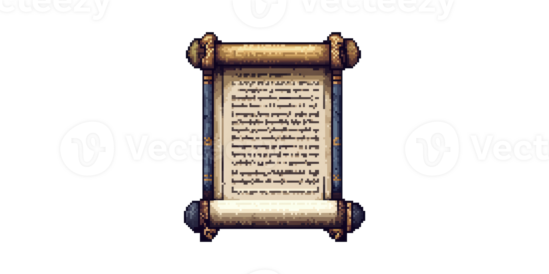 Pixel Art Scroll With Ancient Text. Retro Gaming And Fantasy Adventure Theme Isolated On Transparent Background png