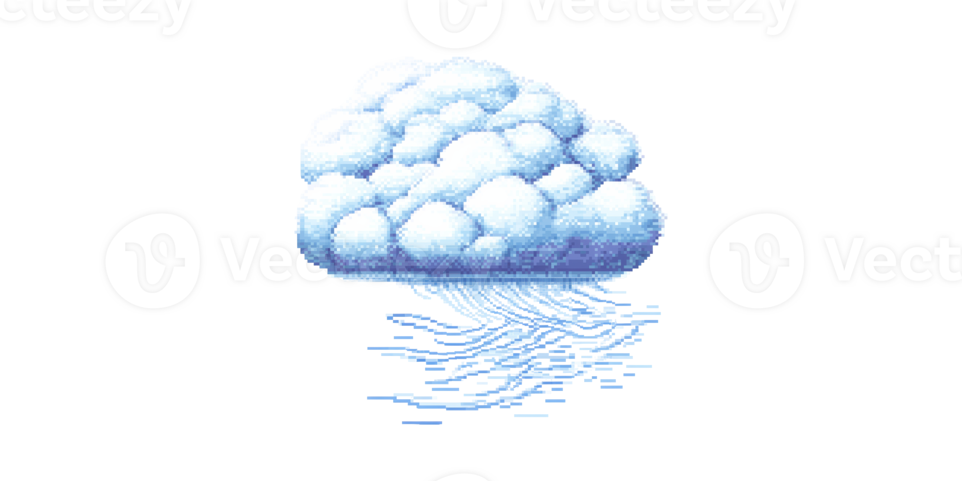 Pixel Art Cloud With Rain. Retro Weather Illustration In Digital Style Isolated On Transparent Background png