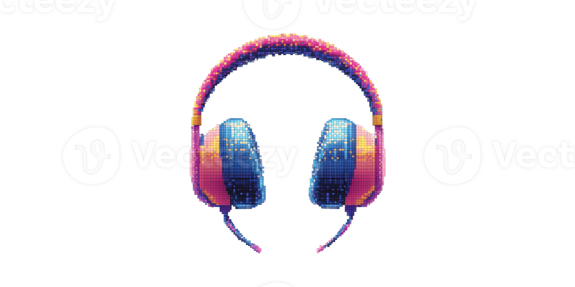 Colorful Pixelated Headphones Illustration. Digital Art And Music Technology Concept Isolated On Transparent Background png