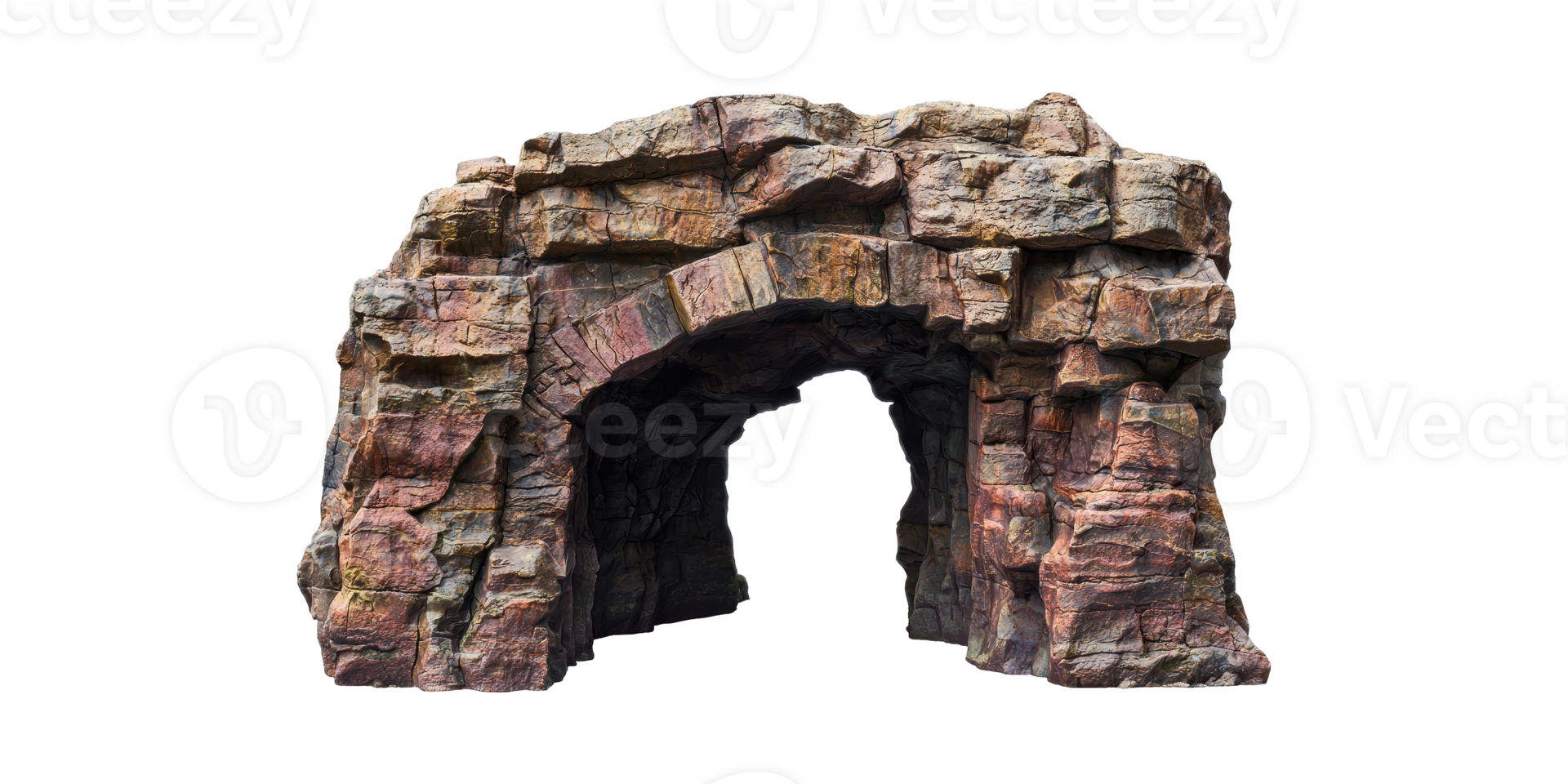 Rocky Cave Entrance. Natural Stone Archway For Adventure And Exploration Themes Isolated On Transparent Background png