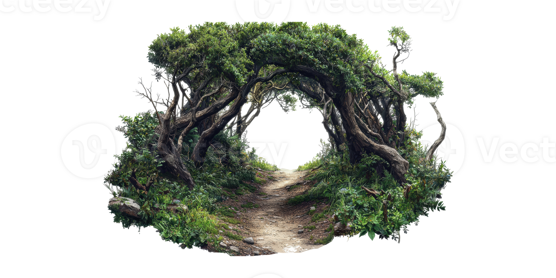 Enchanted Forest Pathway With Tree Archway. Nature'S Gateway To Adventure Isolated On Transparent Background png