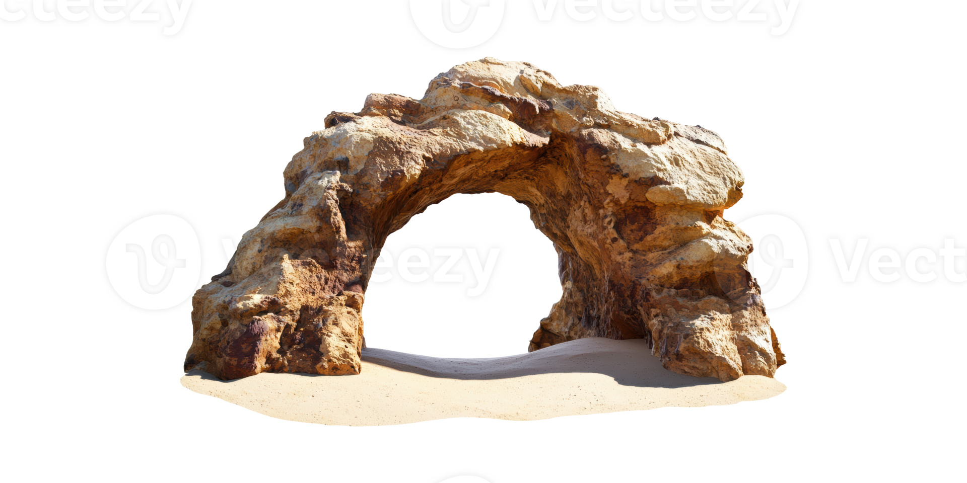 Natural Rock Arch Formation Sandy Beach. Geological Erosion And Coastal Landscape Isolated On Transparent Background png