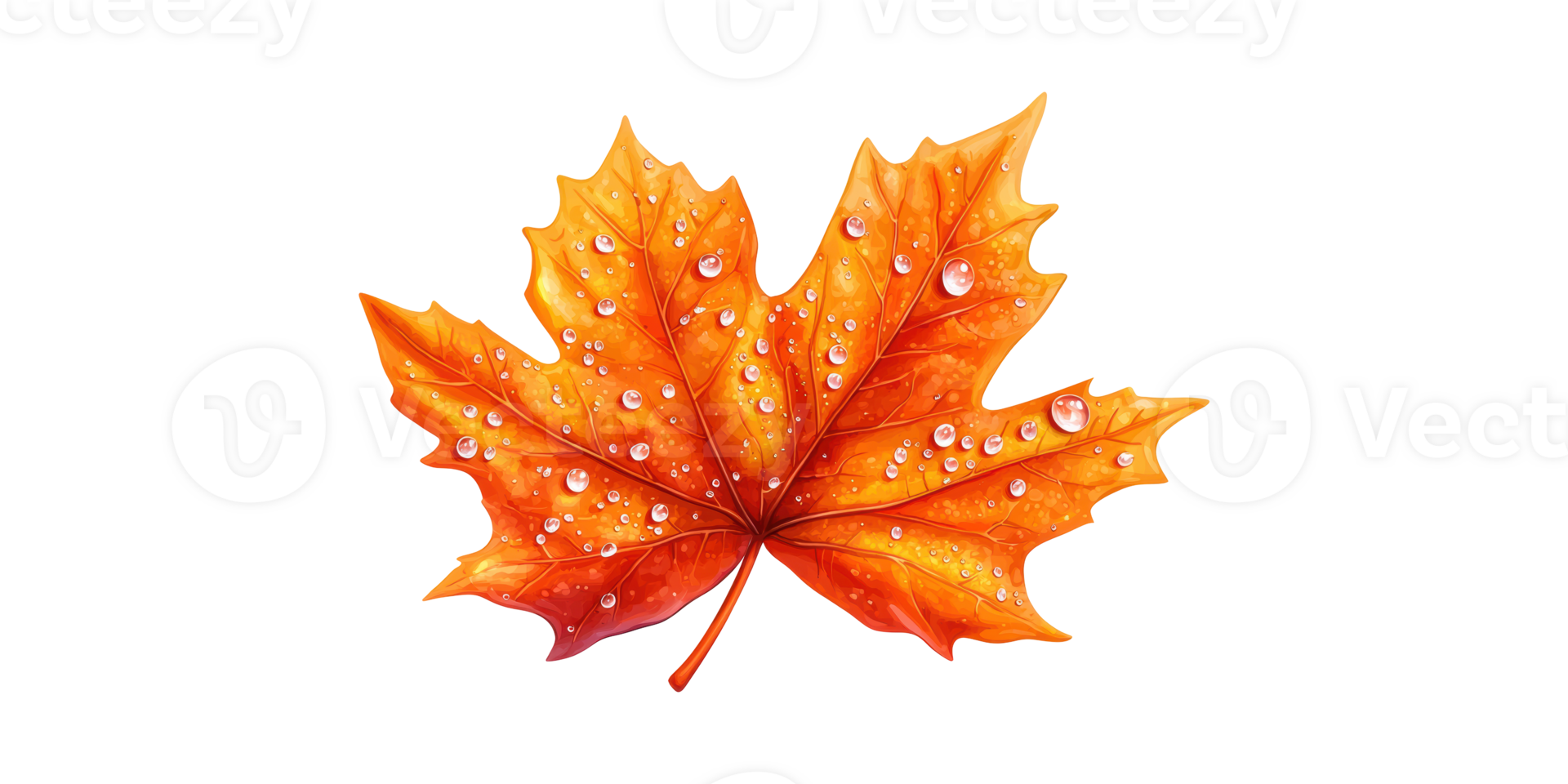 Vibrant Orange Maple Leaf With Water Droplets. Autumn Symbolism And Seasonal Change Isolated On Transparent Background png