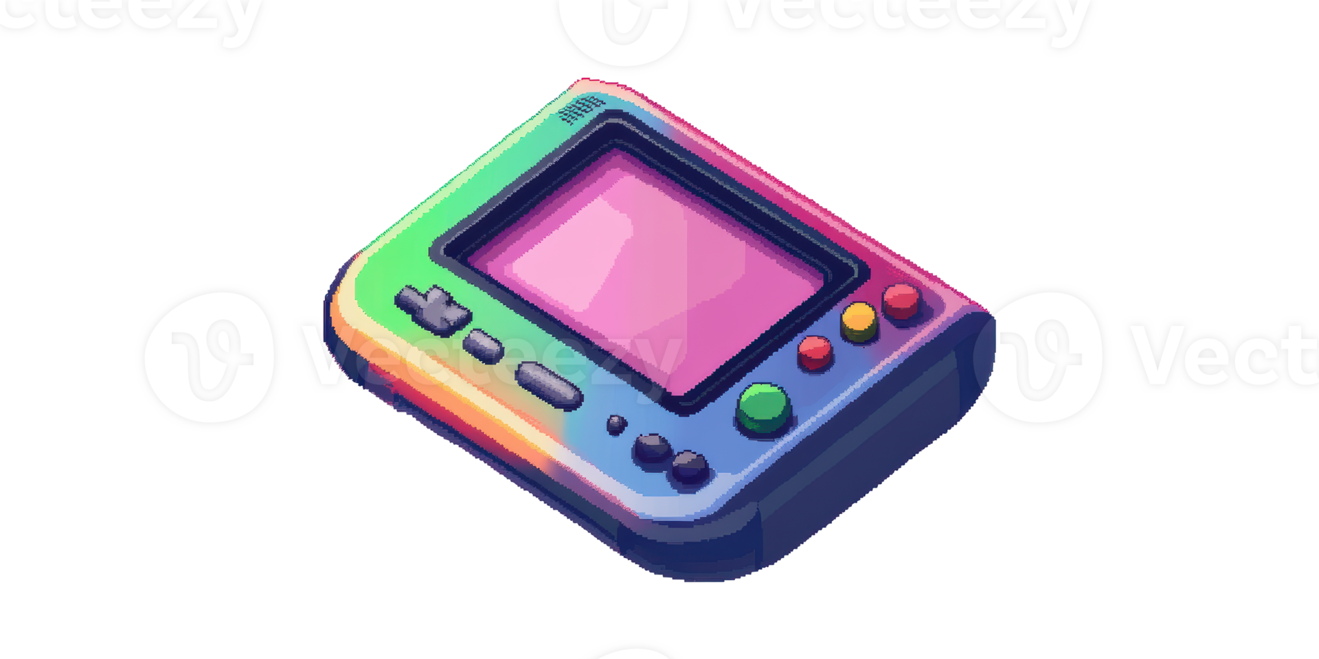 Colorful Retro Handheld Gaming Console. Nostalgic Pixel Art Design For Vintage Game Enthusiasts Isolated On Transparent Background png