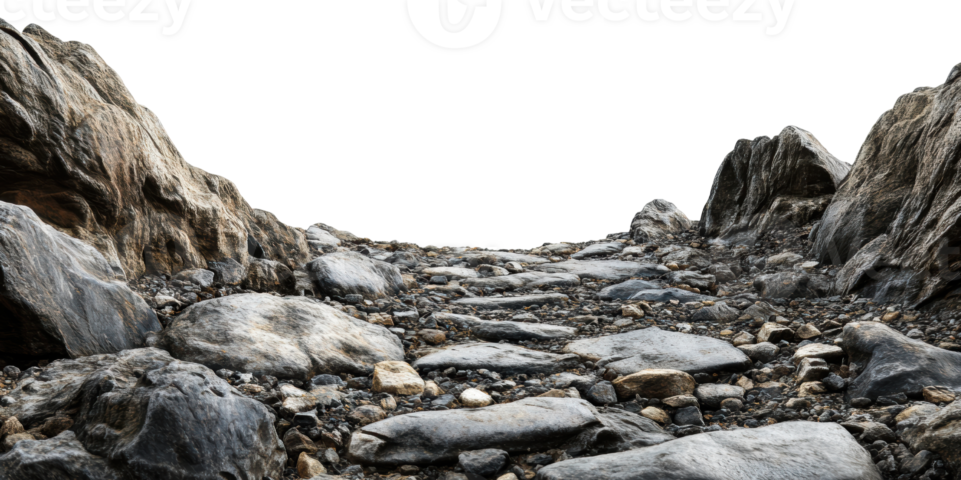 Rocky Mountain Pathway With Rugged Terrain. Adventure And Exploration In Natural Landscape Isolated On Transparent Background png