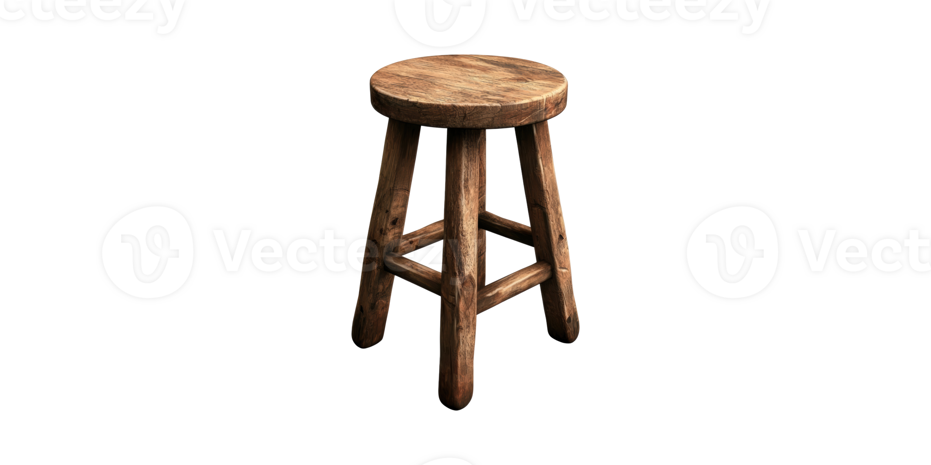 Wooden Rustic Stool. Vintage Furniture For Home Decor And Seating Isolated On Transparent Background png