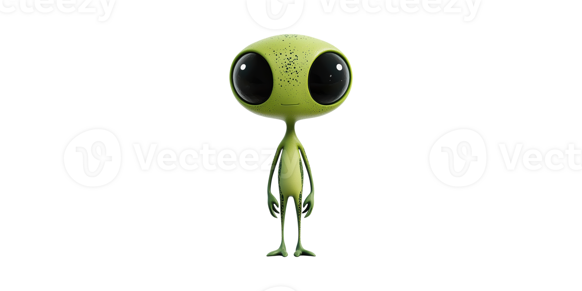 Cute Green Alien Character Illustration. Whimsical Extraterrestrial Design Isolated On Transparent Background png