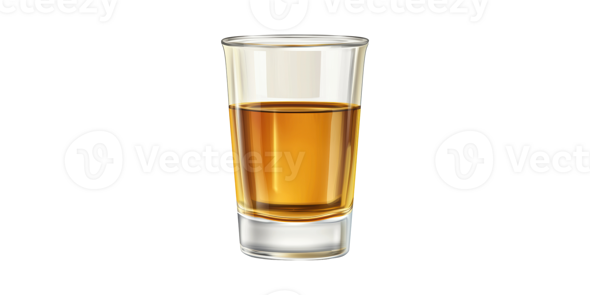 Shot Glass With Amber Liquid. Alcoholic Beverage And Barware Concept Isolated On Transparent Background png