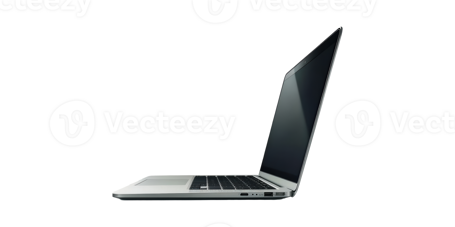 Sleek Silver Laptop Side View. Modern Technology And Portable Computing Isolated On Transparent Background png