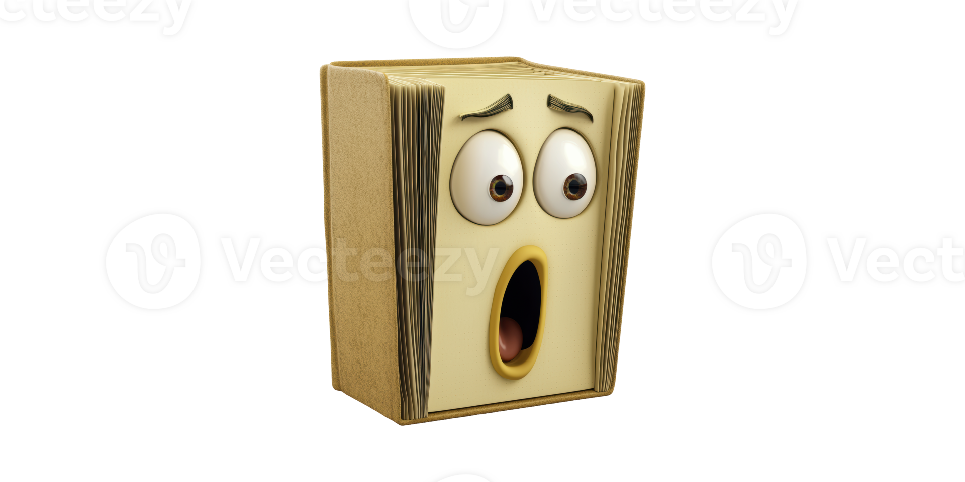 Book With Surprised Face Expression. Creative Concept For Education And Emotions Isolated On Transparent Background png