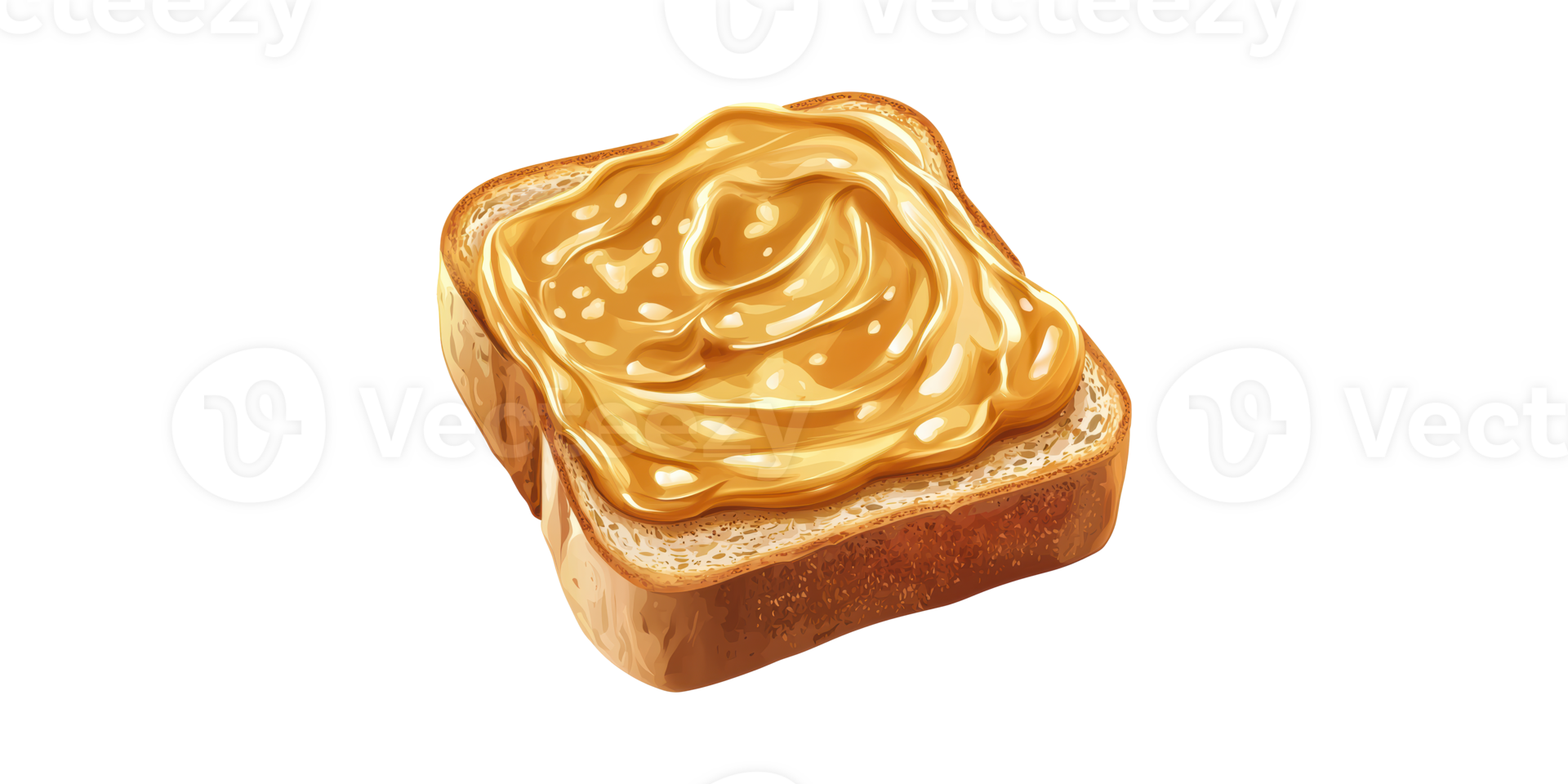 Slice Of Toast With Creamy Peanut Butter Spread. Delicious Breakfast And Snack Option Isolated On Transparent Background png