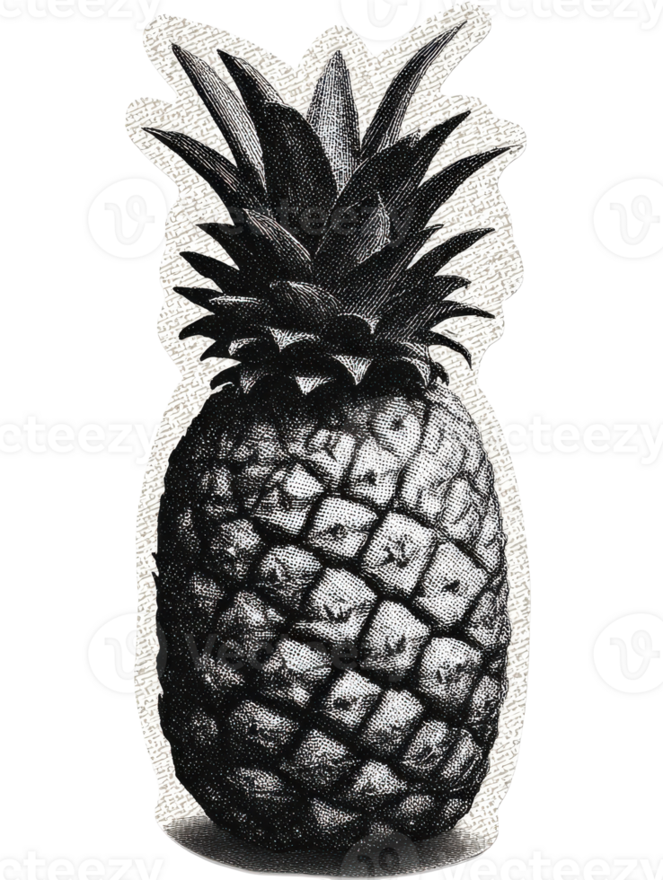 Vintage Pineapple Illustration. Tropical Fruit Retro Illustration Isolated On Transparent Background png