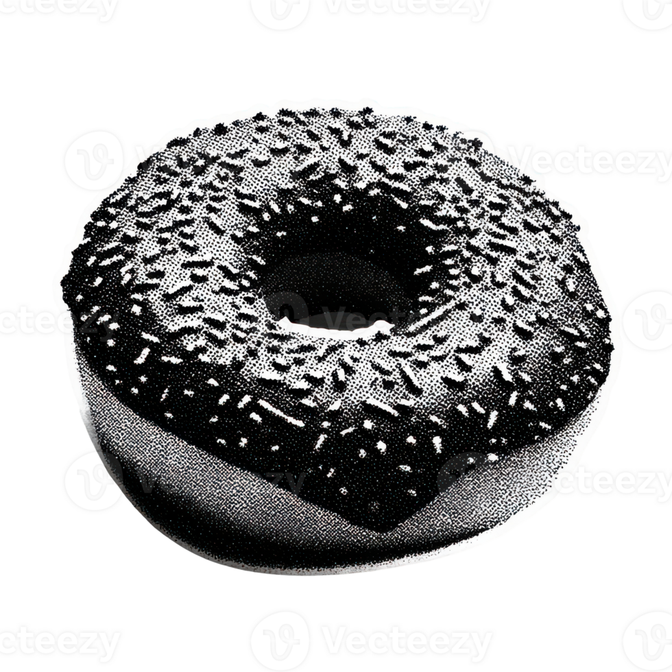 Vintage Donut With Sprinkles In Retro Halftone. Bakery Treat Illustration Isolated On Transparent Background png