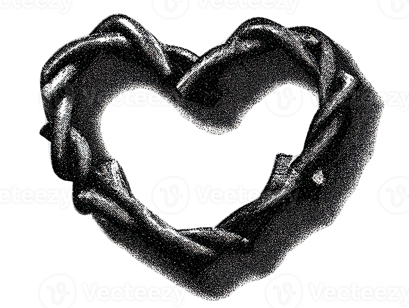 Heart-Shaped Wreath In Vintage Illustration. Nostalgic Romantic Symbol Isolated On Transparent Background png