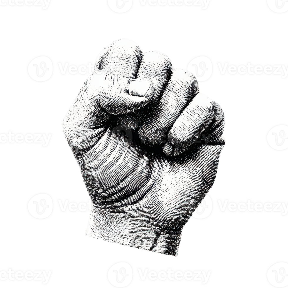 Vintage Fist Illustration In Retro Engraving. Symbol Of Strength And Unity Illustration Isolated On Transparent Background png