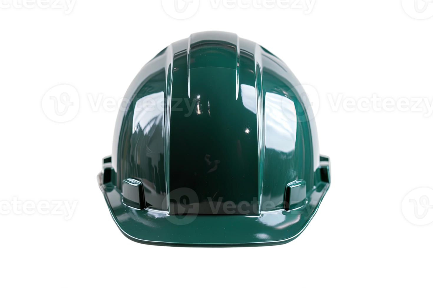 Emerald construction helmet, seen from above, protects workers from job site injuries. Dark background png