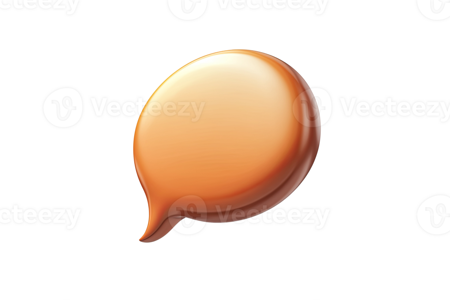 Glossy orange speech bubble with a simple drop-like shape over a transparent background, suggesting communication png