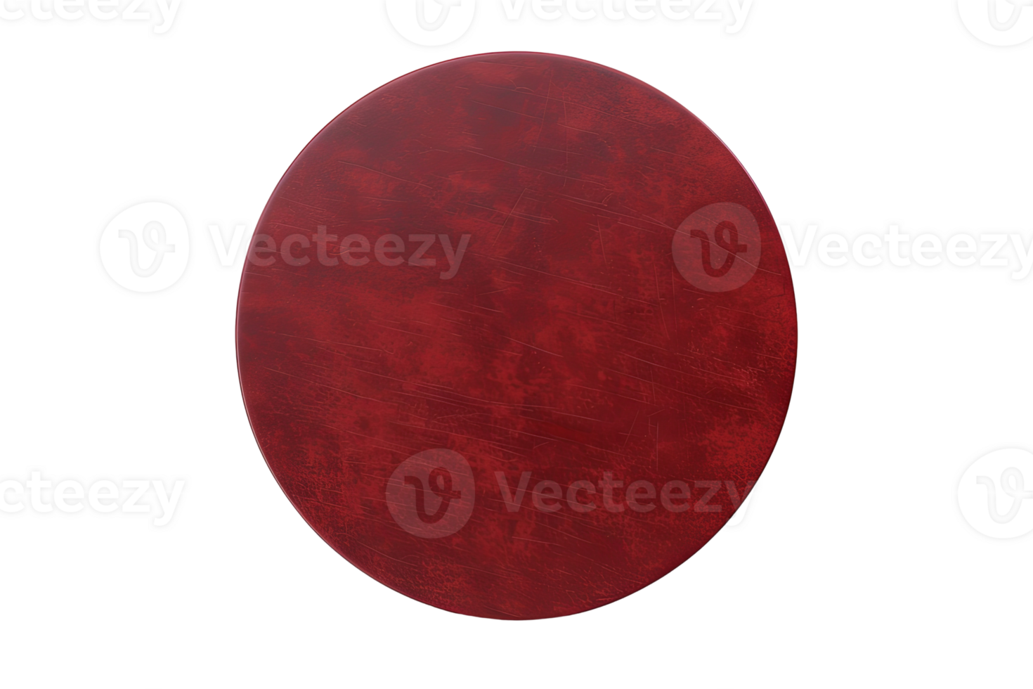 Top view of round, red, textured object, slightly glossy, with a subtle, speckled pattern against a solid transparent background png