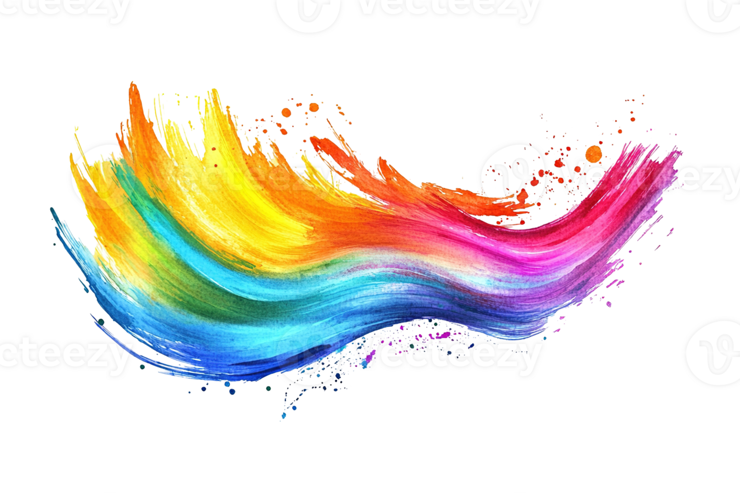 Swirling brushstroke of rainbow colors on a transparent background, creating an artistic effect png