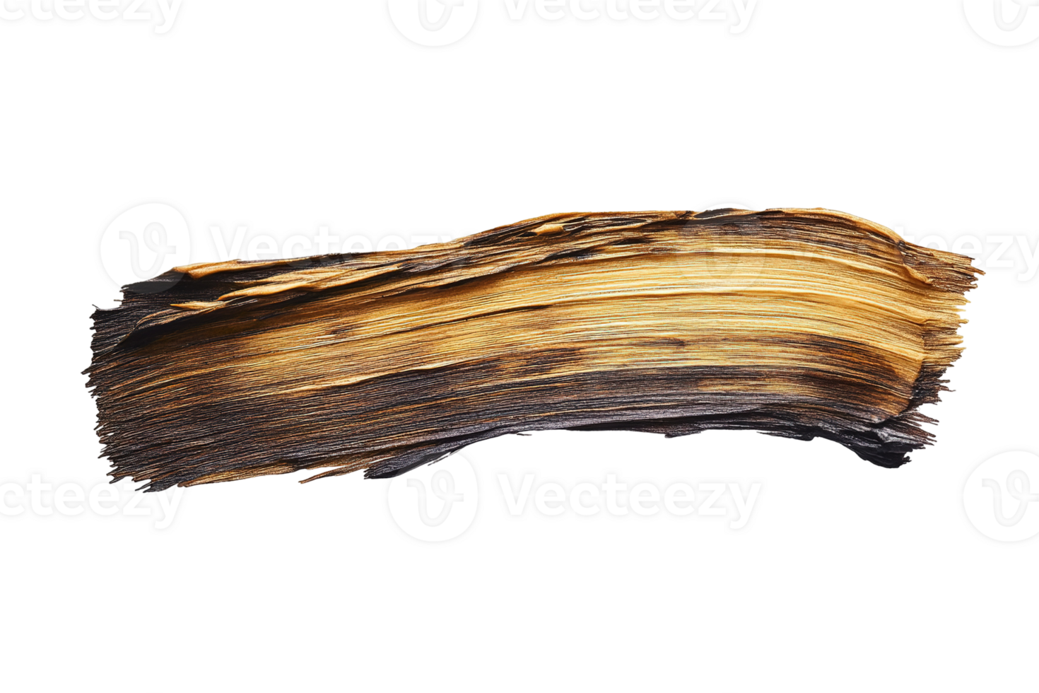 Abstract brushstroke with varied wood tones, light to dark, textural and organic, on a transparent background png