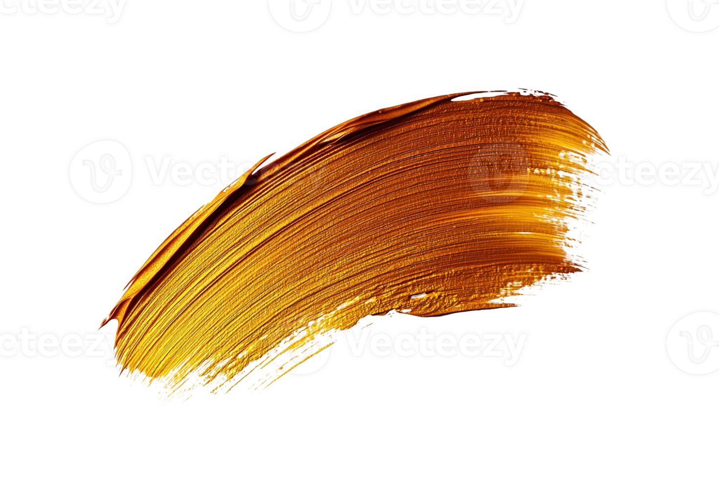 Glossy, fluid brushstroke in rich, golden hues isolated on transparent background. Captivating textures and light effects png