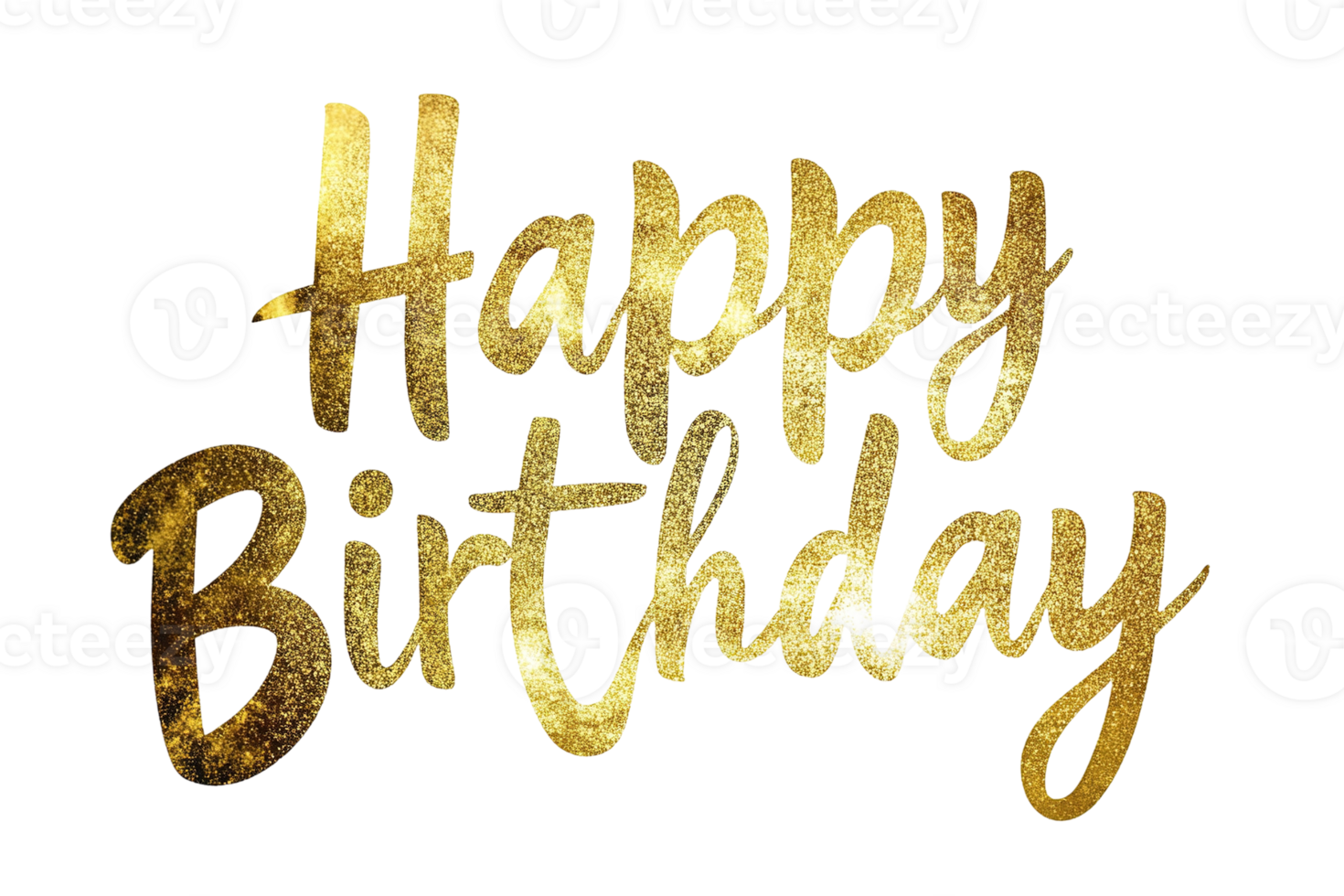 Elegant golden calligraphy Happy Birthday text on transparent background for celebrations png