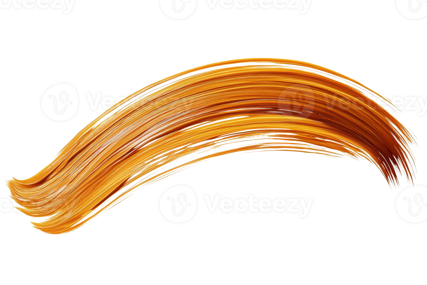 Abstract curve of swirling golden amber strands on transparent background. Texture is glossy and flowing, creating depth png