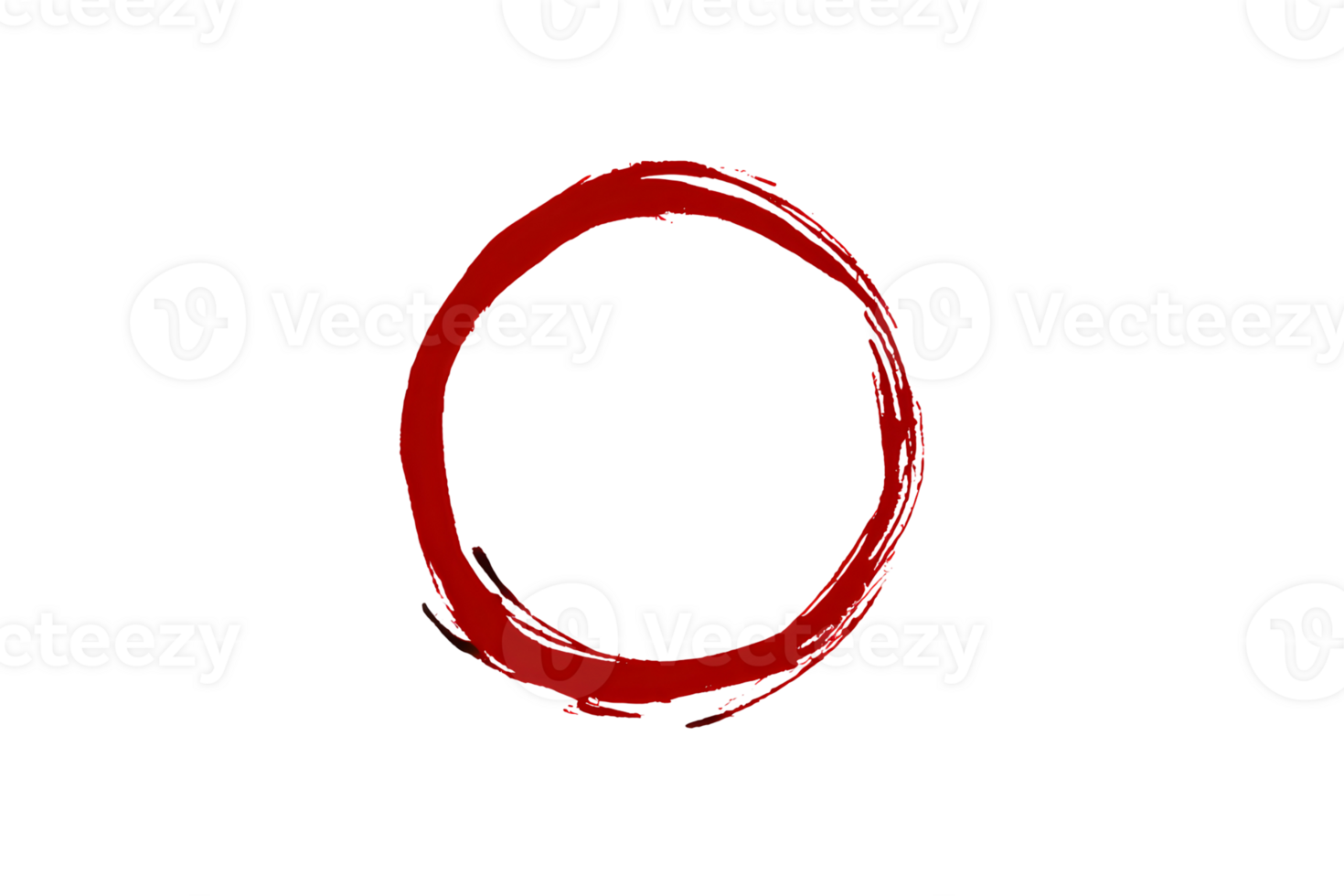 Crimson circle painted with rough brushstrokes. A simple, red, slightly imperfect ring floats against a transparent background png
