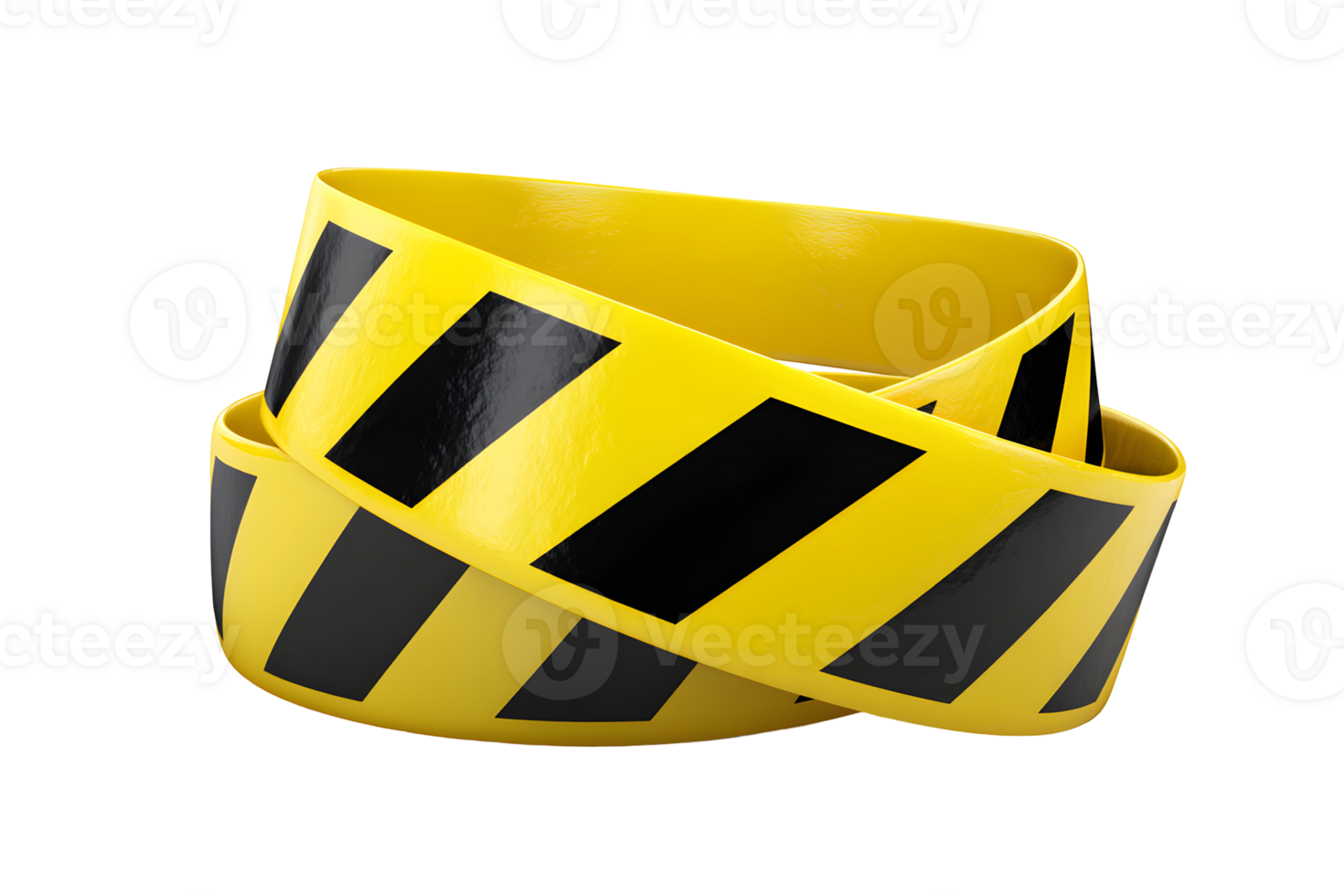 Yellow and black striped caution tape roll, coiled. Danger warning signal, safety precaution, barrier png