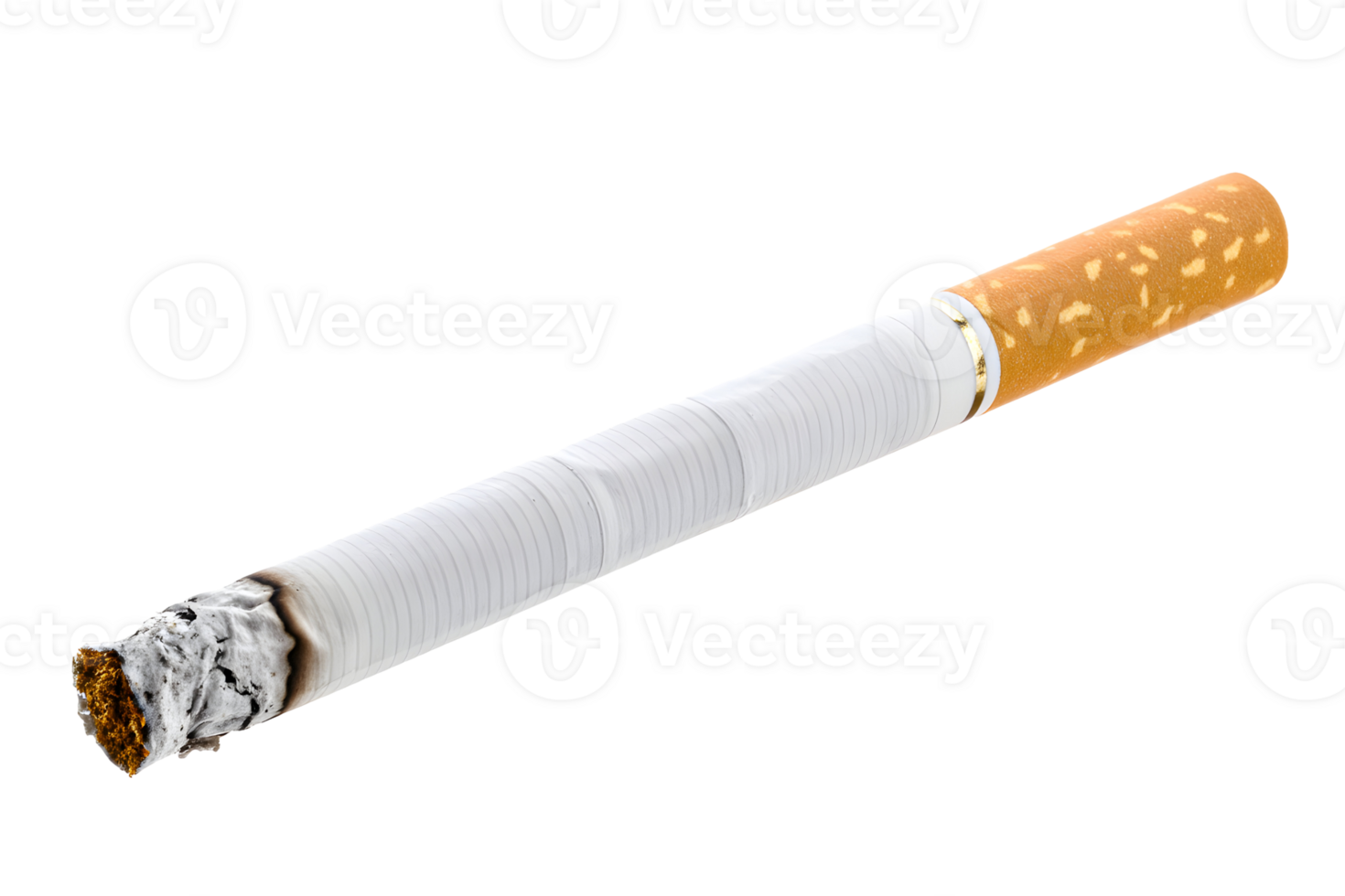 Lit cigarette with filter. The end is burning and the rest is still white png