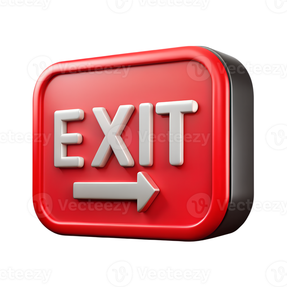 Exit sign 3d isolated, emergency evacuation symbol png