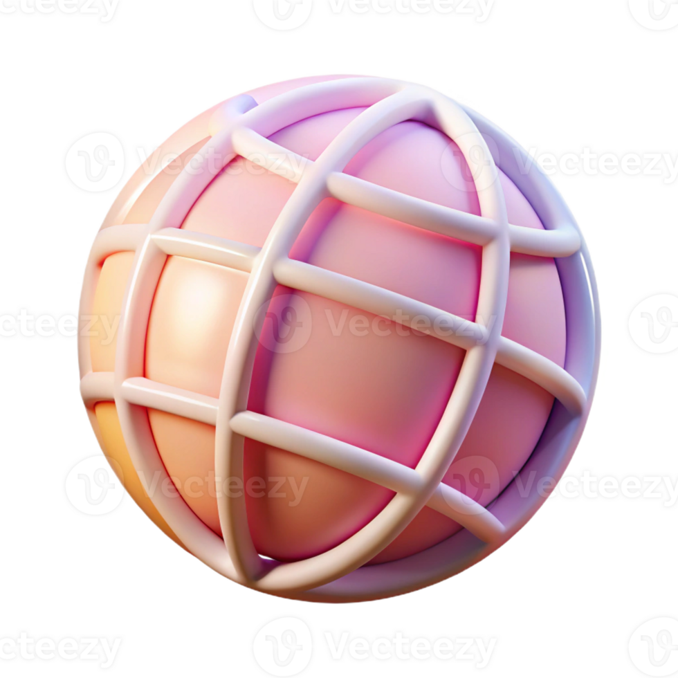 3d cartoon globe with gradient colors, vibrant earth model, playful geography png