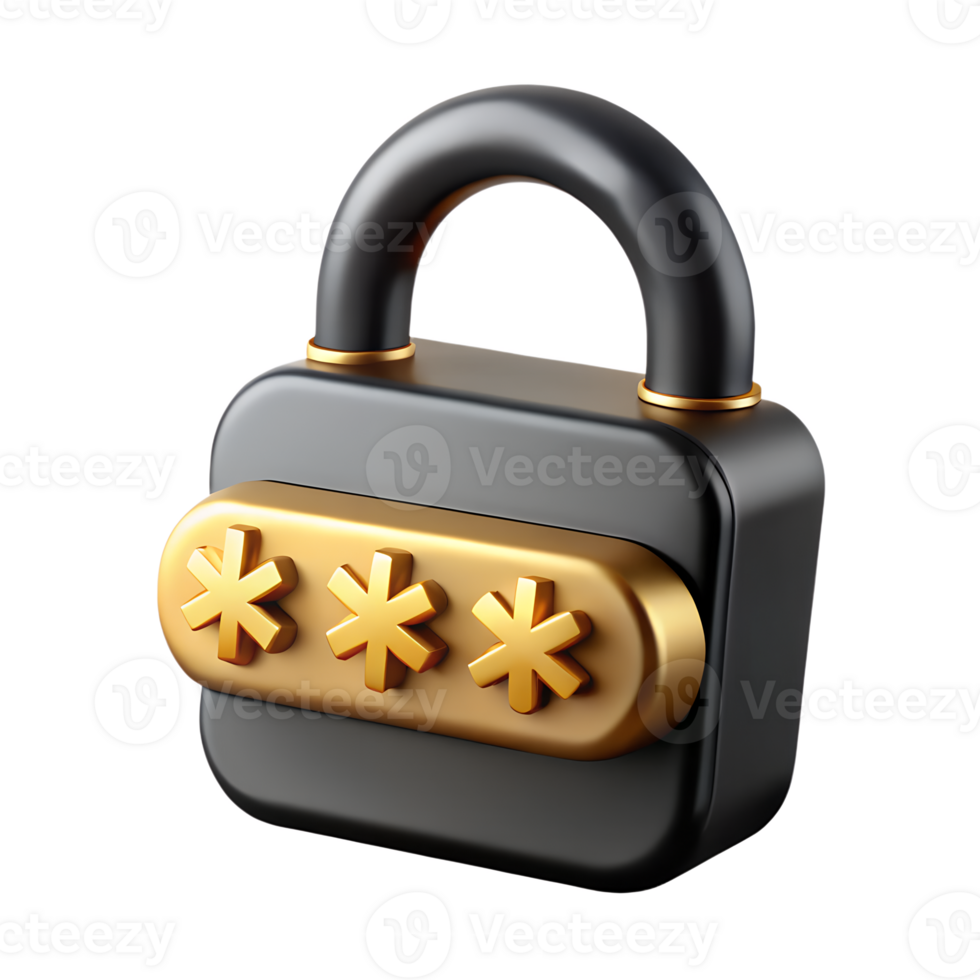 Secure lock icon with password symbols 3d, cybersecurity keypad, data safety png