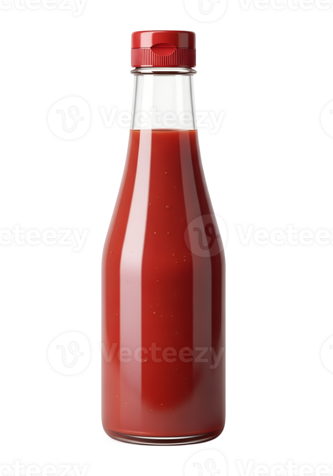 Ketchup bottle isolated on the transparent background, red condiment container png