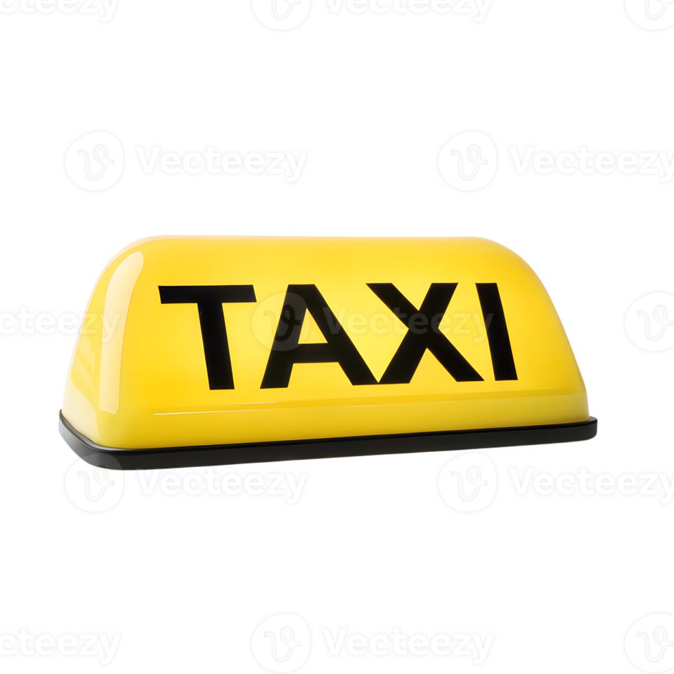 Isolated cab roof light, vibrant yellow with taxi text, city vehicle element png