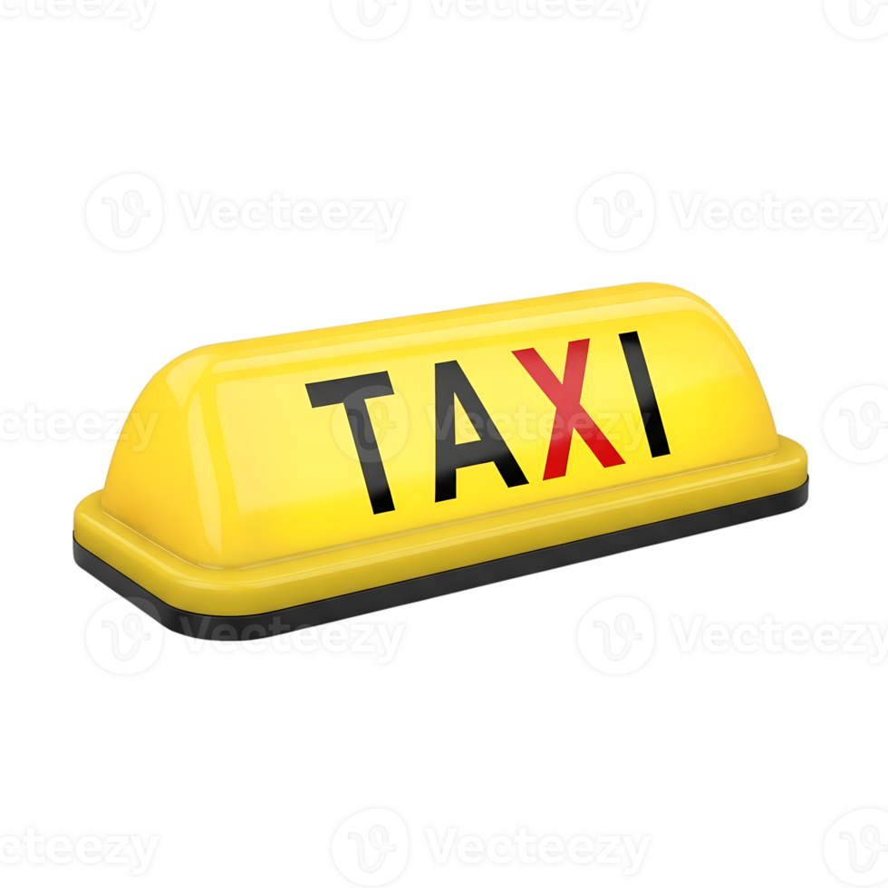 3d taxi topper sign, glowing yellow rooftop light, urban transportation icon png