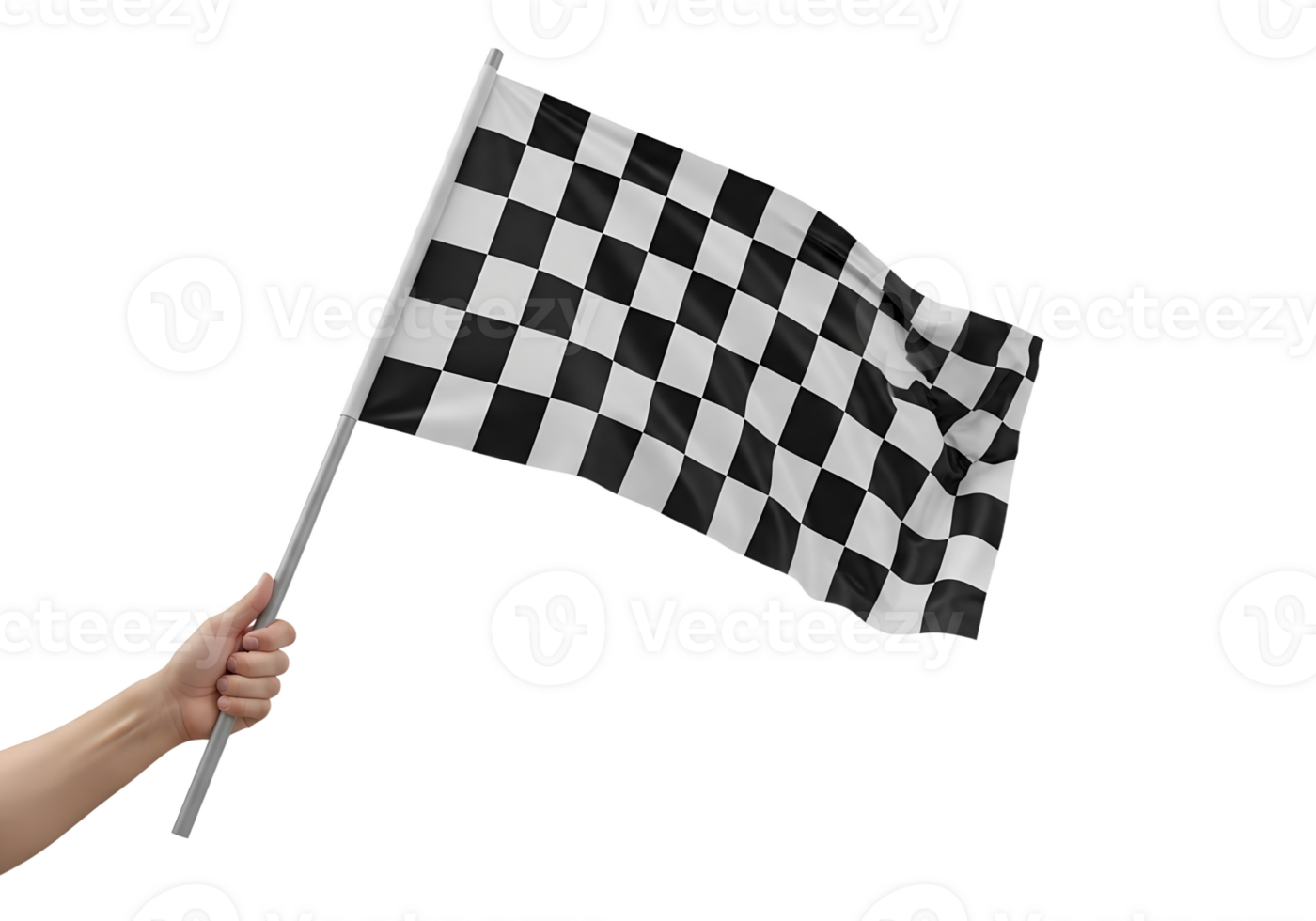 Checkered flag waving in hand, motorsports championship finish png