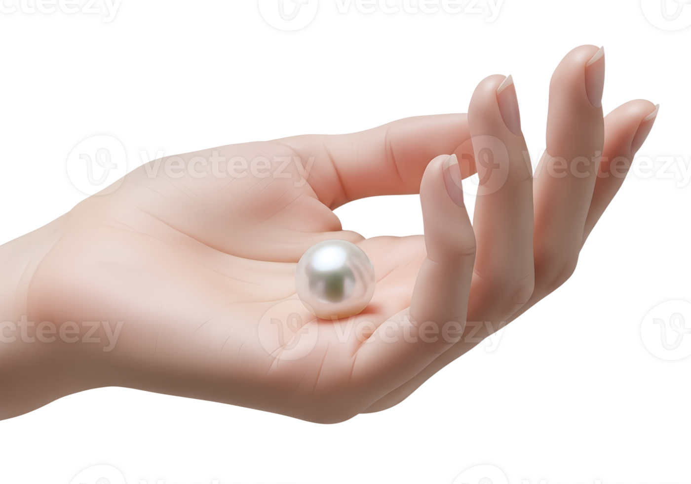 Female hand holding pearl on transparent background, luxury jewelry, high-end accessory, minimalist fashion shoot prop png