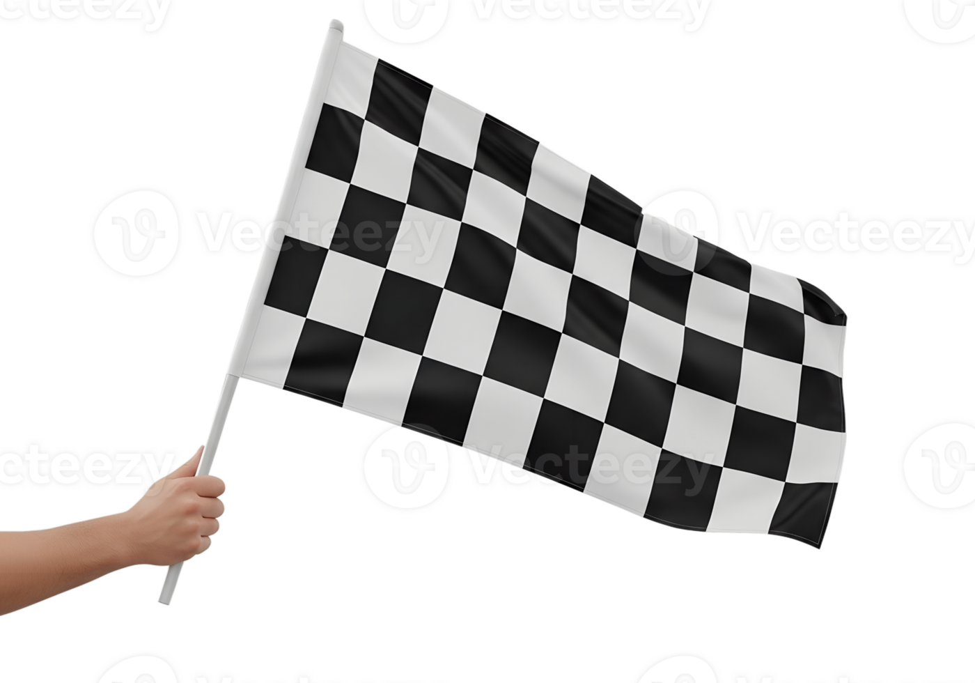 Hand gripping race flag, speed competition concept, transparent background png