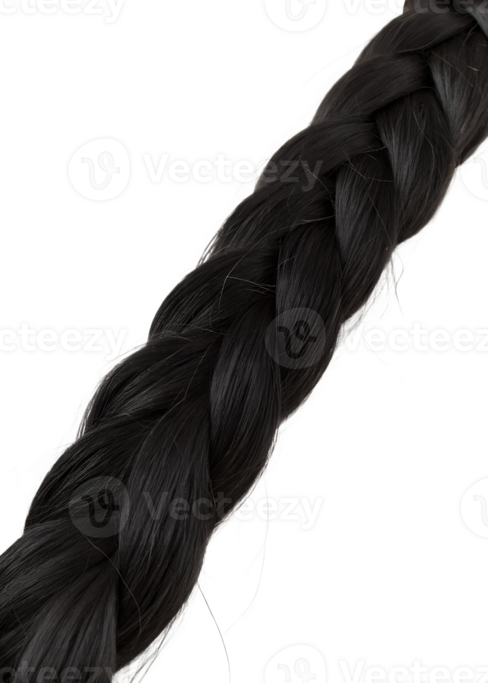 Braided black hair strands, isolated on transparent background, hairstyle, natural hair png